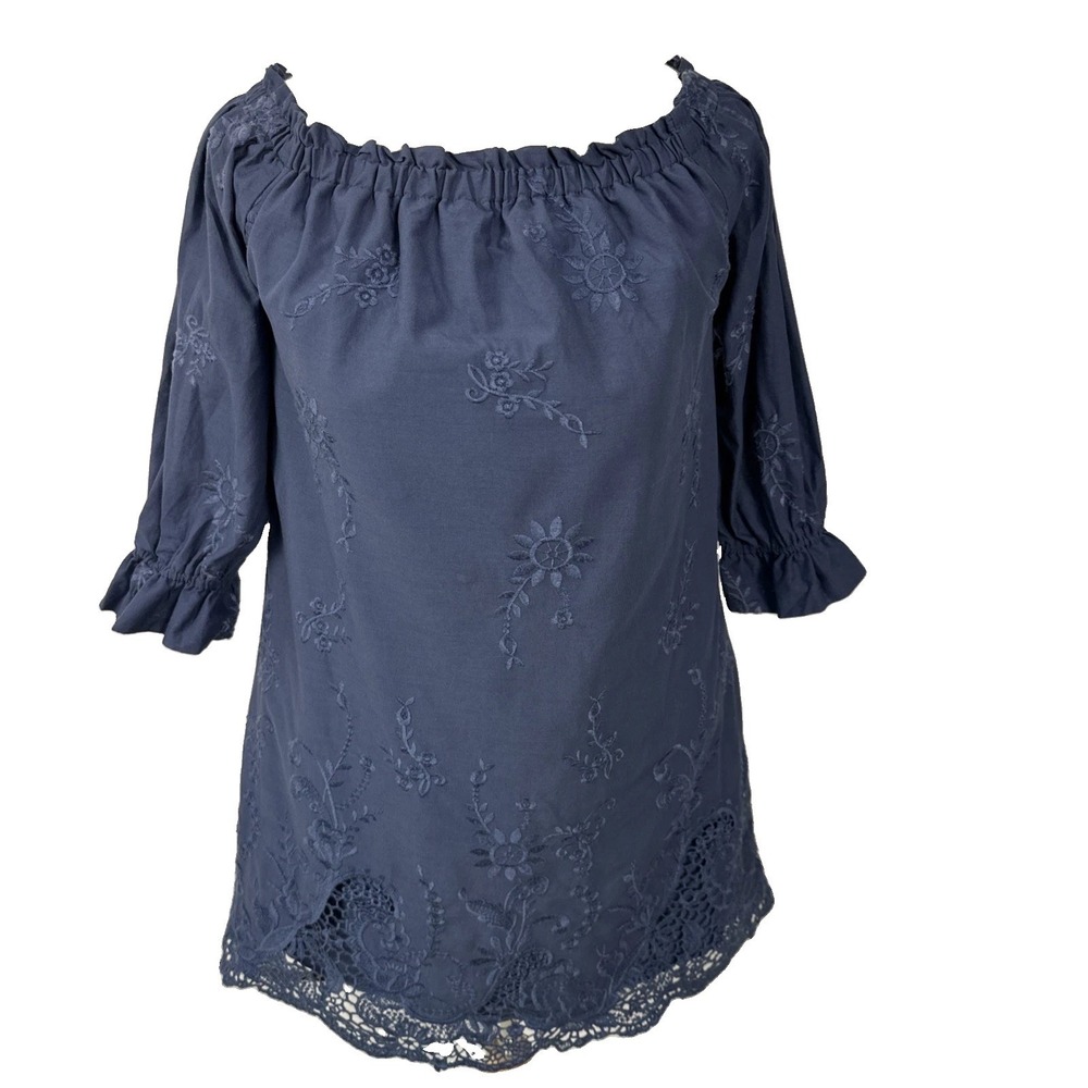 Abercrombie & Fitch Women's Sz XSP  Dress Periwinkle Floral & Lace Cotton Purple